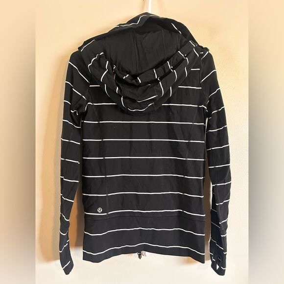 Lululemon Black Sailor Stripe Hooded Jacket Black and White Size 6 - Picture 6 of 8